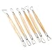 Suiwotin 6pcs Double-Sided Clay Sculpting Tools, Wooden Handle Ribbon Clay Tools, Pottery Trimming Tool, Clay Wire Loop Sculpture Set for Ceramic, Wax Carving Modeling