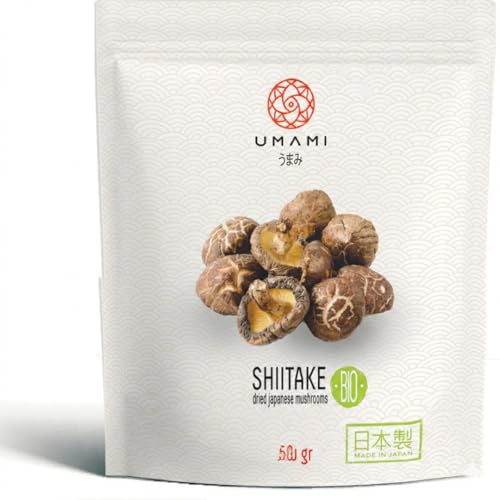 Umami Setas Shiitake Bio Japonesas 50g - Secadas Naturalmente - Origen Kyushu, Japón - Calidad Premium Para Ramen, Sopas Y Risottos - 100 Natural