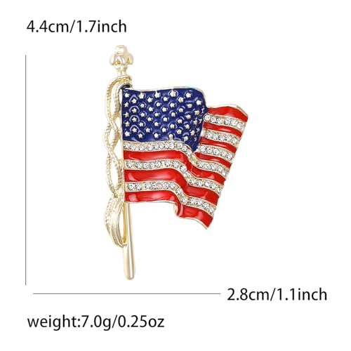 Image of coadipress American Flag Brooches for Women Men Rhinestone Crystal 4th of July American Patriotic Flag Brooches Pins Sparkle Veterans Independence Day Accessory Gifts