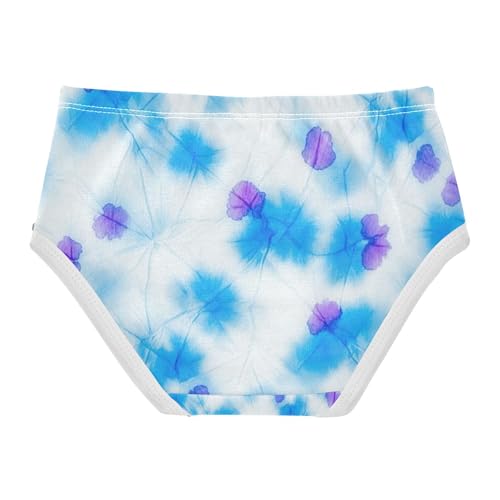 Toddler Panties, Blue White Tie Dye Girls' Cotton Brief Underwear, 2–8 Years2