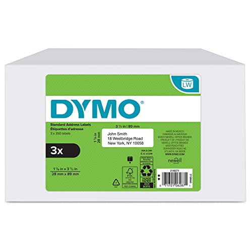 DYMO Authentic LW Mailing Address Labels for LabelWriter Label Printers, (1-1/8" x 3-1/2"), 3 Rolls of 350 (1050 Total) image 7