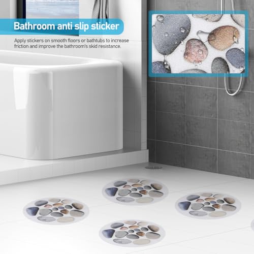 TOPBATHY 12 Blatt rutschfeste Badewannen Aufkleber Steinmuster Selbstklebend Antirutsch Duschsticker für Sichere Dusche Badewanne Badezimmer