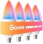 Govee E12 Led Bulb, 450lm WiFi Candelabra Bulbs 40 Watt Equivalent, 4 Pack | Smart Bulbs Compatible with Matter, Alexa, SmartThings, Google Assistant, RGBWW Color Changing Light Bulb, 2.4GHz Only