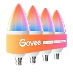 Govee E12 Led Bulb, Smart Light Bulbs Work with Matter, Alexa, Google Assistant, WiFi Candelabra Bulbs 40 Watt Equivalent, RGBWW Color Changing Light Bulb, 2.4Ghz Only, 450 LM, 4 Pack