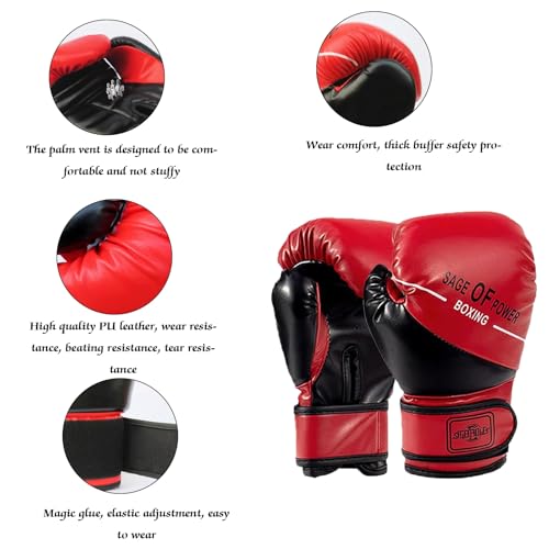 Handpratzen Boxen und 6oz Boxhandschuhe Set für Kinder, Handpratzen Boxpratzen Box Handschuhe Kinder Set mit 3 Boxen Reflexball und Boxbandage für Kick Box Training MMA Muay Thai Karate Taekwondo