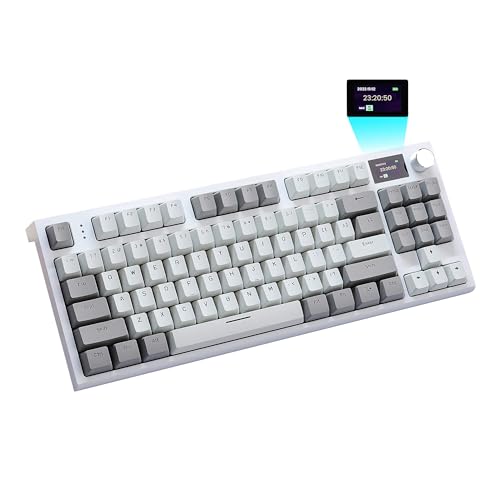 jeefull power JEEFULLPOWER75% Mechanical Keyboard Wireless,87Keys Gaming Keyboard,2.4G/BT/USB-C,Hot Swappable CreamSound Game Keyboard,Custom Keyboard,Gasket Office,RGB Backlit (Light Grey)