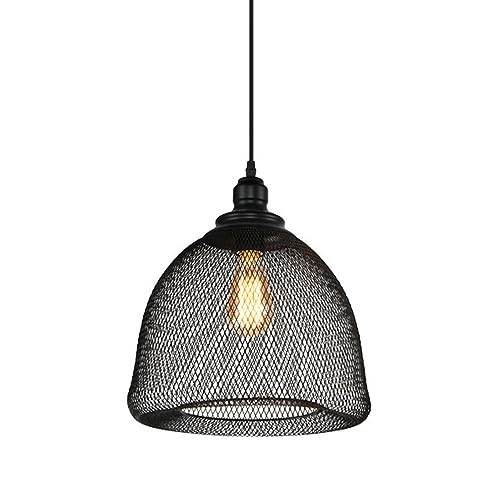 Lustre LED plafond moderne avec suspension E27 en métal noir ajouré