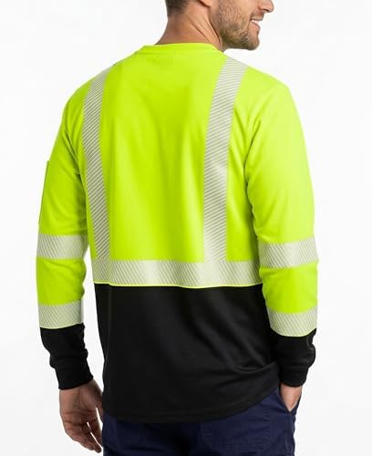 KONRECO FR Tee Shirts High Visibility Lightweight 6oz Long Sleeve Hi-Vis Flame Resistant Safety Shirts CAT 2 - 1