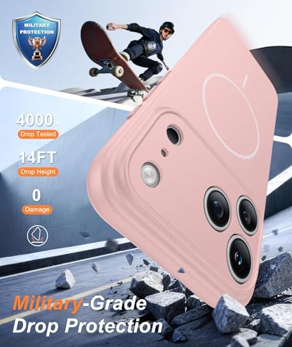 Image of FNTCASE for iPhone 17 Pro Case: [Compatible with Magsafe] Solid Matte 17 Pro Cases Pink with [Screen Protector] [Full Camera Protection] Military Grade Shockproof Protective Phone Cover, 6.3 inch