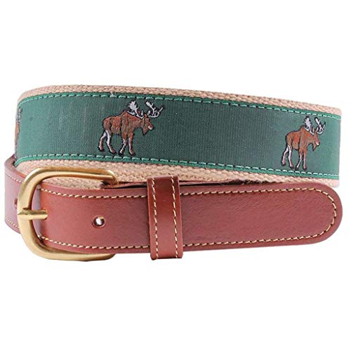 COUNTRY CLUB PREP Moose Leather Tab Belt in Green