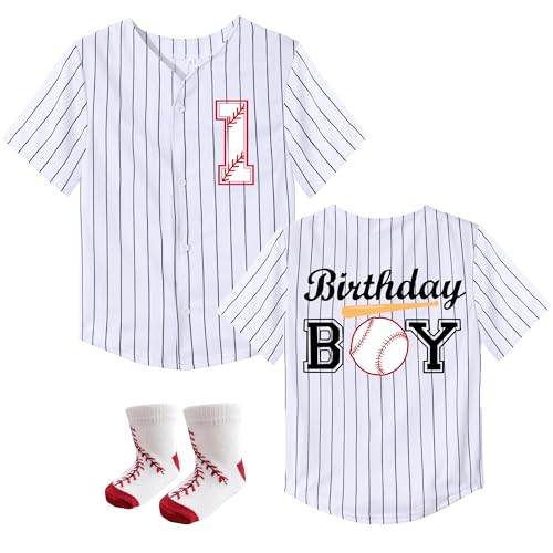 Baby Boy 1st Birthday Outfit Toddler Baseball Jersey Boys One Year Old Birthday Party Shirt with Socks