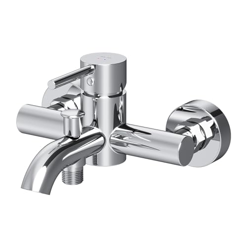 AM.PM FPA10000 – Mitigeur Baignoire Monotrou Brossé et Chromé, Robinet de Baignoire Monocommande pour Salle de Bain, Colonnette Baignoire