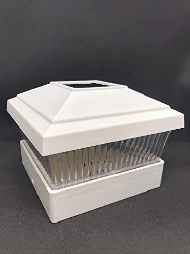 RELIGHTABLE 18 Pack Outdoor Garden 5 x 5 Solar LED Post Deck Cap Square Fence Light Landscape Lamp Lawn PVC Vinyl Wood (White)