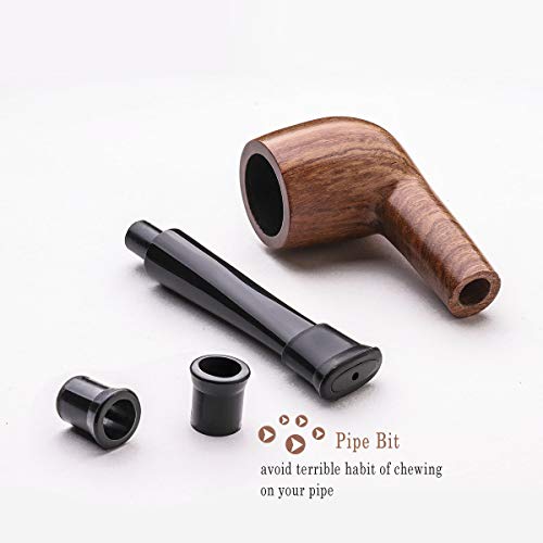 Free Boy Tobacco Smoking Pipe Set, Handmade Wooden Smoking Pipe with Leather Tobacco Pouch, and Smoking Accessories - Thumbnail 4