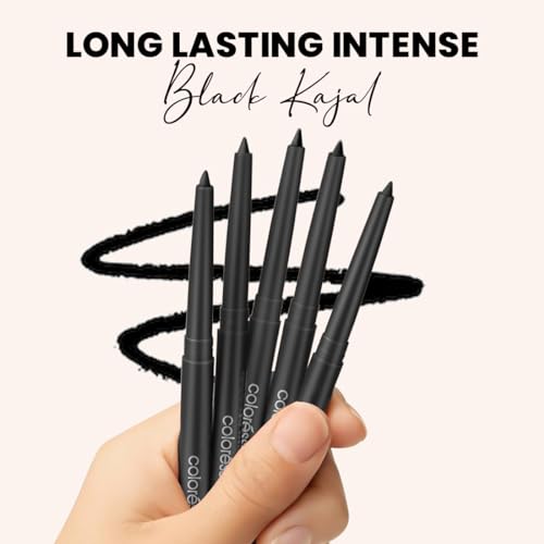 Image of Coloressence Ipop Kajal Pencil, Intense Black, Pack of 2 | Long Lasting | Waterproof | Smudgeproof | Enriched with Almond Oil, Camphor, Triphala