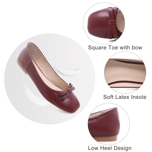 Image of Dear Time Women's Casual Foldable Ballet Flats Square Toe Ballerina Flats Shoes Comfortable