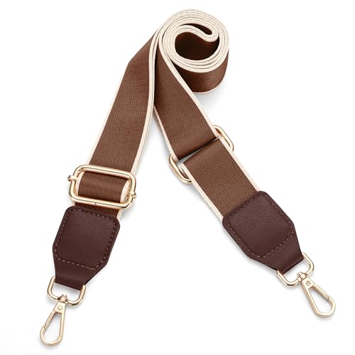 Image of Hamdecro Purse Straps Replacement Crossbody, Universal Wide Shoulder Strap for Bags Adjustable Straps for Handbags, Gold Buckle - Brown