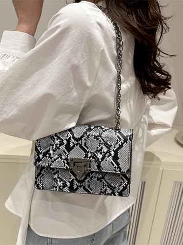 Verdusa Women's Vintage Crocodile Leather Shoulder Bag Metal Chain Underarm Handbags4