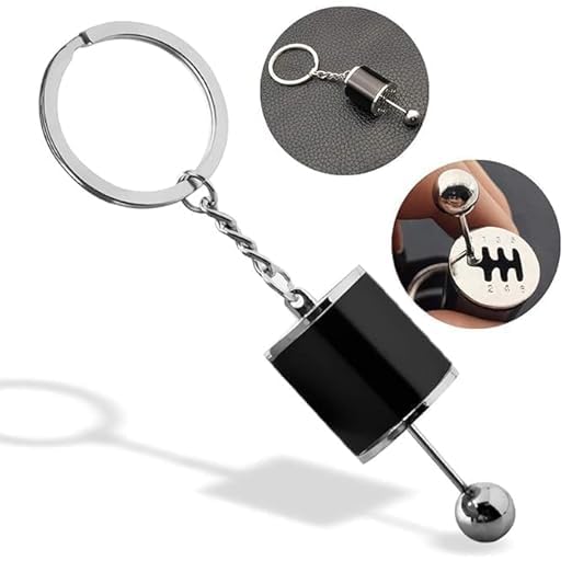 Image of 6-Speed Shifter Gear Keychain, Mini Car Gear Shift Stick Knob Keyring, Manual Transmission Gearbox Fob, Creative Metal Auto Part Keychain for Car Lovers, Black