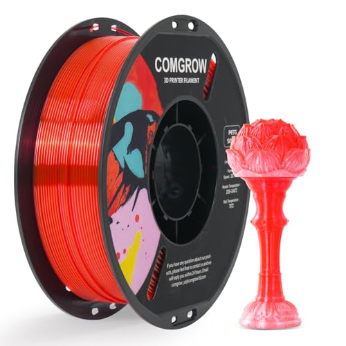 Image of Comgrow PETG 3D Printer Filament 1.75mm, High Precision and Tough 3D Printer Filament 1kg (2.2LBS), Dimensional Accuracy + /- 0.02 mm, Fit Most 3D Printers Gradient Red White
