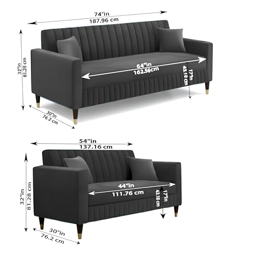 Image of AMATA Omega 3+2 Seater Grey Suede Velvet Fabric Sofa Set with Two Cushions Perfect for Home Office Guests Living Room (06 Grey, Omega 3+2 Seater Sofa)(3 Year Warranty)