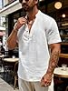 SNNYINZHE T Shirts Men Men's Breathable Waterproof Cotton-Linen Vintage Stand Collar Casual T-Shirt(L/White) #2