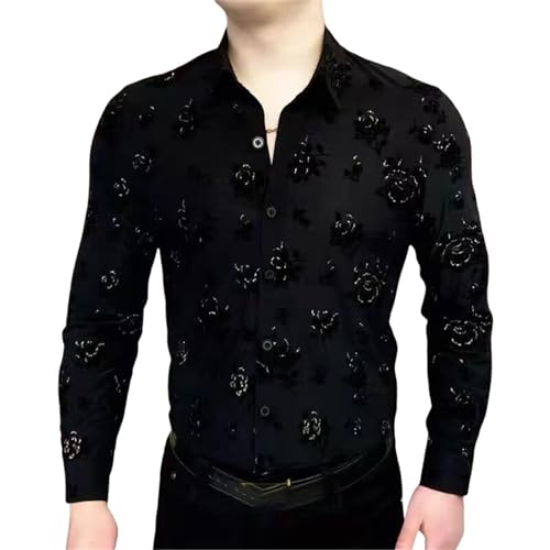 Chemise noire homme coupe slim fit sans repassage style coréen chic