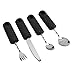 Weighted Silverware Set for Hand Tremor, Spoon Fork Knife Adaptive Utensil Set with Black Handle for Arthritic Hands