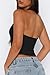 YFANG Women's Sexy Halter Deep V Neck Crop Tank Top Backless Sleeveless Slim Fitted Going Out Summer Top Black Medium