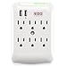 Wall Power Strip EZOPower 6 AC Outlet Mount Plate Surge Charge Protector with 2 USB Charger Ports 2.4A (UL Certified)