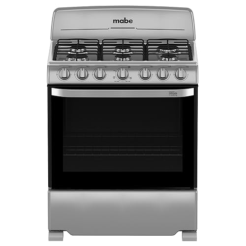 La Mejor Selección de Estufa Blanca los mejores 10. 39 Mabe - Estufa de Piso 76 cm, Color Plata Mercury - EM7641BAIS2