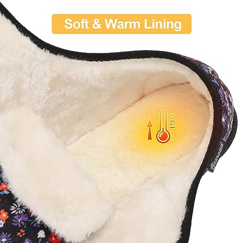 Besroad Womens Furry Memory Foam House Slippers Wide Diabetic Shoes Adjustable Bedroom Slippers Arthritis Edema Swollen House Shoes Indoor Outdoor3