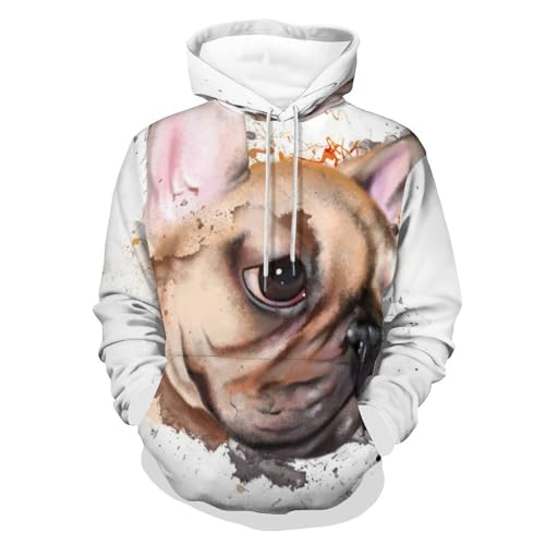 Sweats à capuche manche longue pull homme femme taille S motif chien carlin