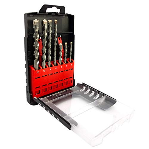 NORTOOLS SDS Drill Bit Set,SDS Plus Rotary Hammer Concrete Drill Set,7 PCS 2 Head-cutters Tungsten Carbide Tip with PGM Mark Power Tools for Masonry Concrete Granite