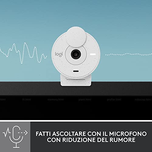 Brio 300 Webcam Full HD con Otturatore Privacy, Mic con Riduzione del Rumore, USB-C, Streaming, Certificata per Zoom, Microsoft Teams, Google Meet, Correzione Automatica della Luce - Bianco - Webcam - Immagine 4