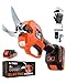 VOTREK® Akku Astschere 40mm inkl.2,0Ah Akku, Elektrische Gartenschere 600W Bürstenloser Motor, SK5 Klinge, LED, Sofort Einsatzbereit, Doppelte Sicherheitsverriegelung für Äste & Sträucher[One Battery]