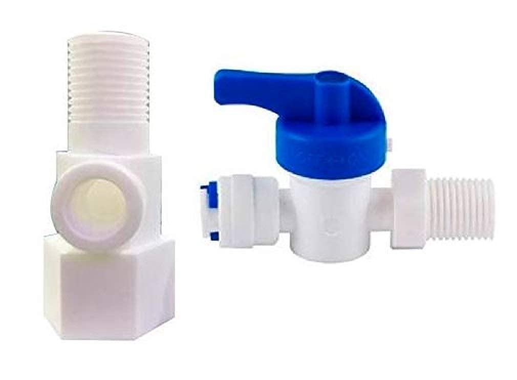 Care N Made® Plastic Inlet Coupling + Valve/Connector Ro/Uv/Water Filter Purifier 1/4" Size (D.V.Set) , Rust Free , Long Life , Use with All RO Wate-image-2