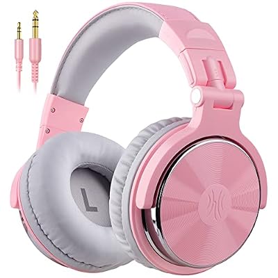 OneOdio Wired Over Ear Headphones Hi-Res Studio Monitor & Mixing DJ Stereo Headsets with 50mm Drivers and 1/4 to 3.5mm Jack for AMP Computer Recording Podcast Keyboard Guitar Laptop - Light Pink