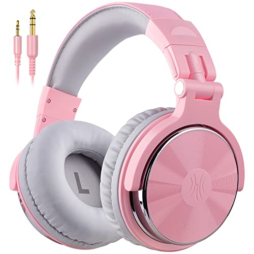 Image of OneOdio Wired Over Ear Headphones Hi-Res Studio Monitor & Mixing DJ Stereo Headsets with 50mm Drivers and 1 /4 to 3.5mm Jack for AMP Computer Recording Podcast Keyboard Guitar Laptop - Light Pink