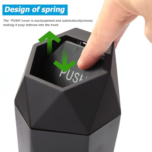 Image of Mandark Car Trash Can with Lid, Diamond Design Small Vehicle Automatic Portable Garbage Bin, Leakproof Automotive Interior Dustbin for Kitchen Home Office, Universal for SUV, Truck, RV (Black)