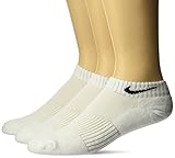 NIKE Unisex Performance Cushion Low Training Socks (3 Pairs), White/Black, Large
