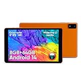 8 inch Tablet, 2 Years Protection Metal Body Octa-Core Processor Android 14 Tablet , 8GB RAM, 4000mAh Battery, 64GB Storage, 6 FT Charging Cable, Reinforced Type-C Port, Dual-speakers, Orange