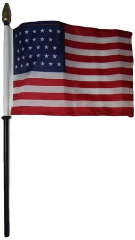 Wholesale 12 31 Star Linear USA 4''x6'' Flag Desk Set Table Wooden Stick Staff - Party Decorations Supplies For Parades - Prime Outside, Garden, Men Cave Decor Flag