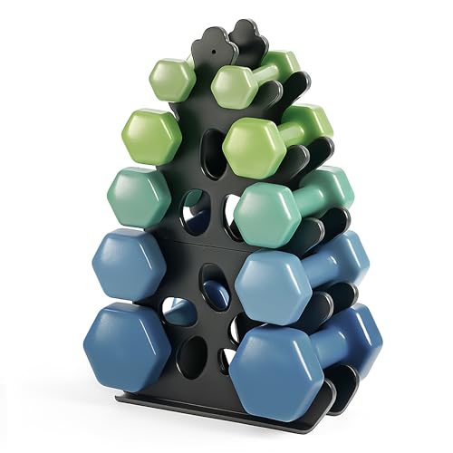 Estante para Mancuernas de 5 Niveles Soporte de Metal para Pesas Resistente Almacenamiento de Mancuernas Árbol de Pesas (Sin Mancuernas, Solo Estante)