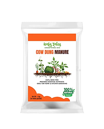 Leafy Tales Organic Cow Dung Manure for Plants 1kg - Fully Decomposed & Odorless Gobar ki Khad for Home Garden | Nutrient-Rich Organic Fertilizer & Soil Enricher for Flowers & Vegetables