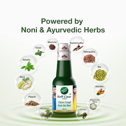 Image of Amrith Noni Koff Clear SugarFree 100ml - Ayurvedic Cough Syrup with Noni, Brihati, Kantakari, Pushkara, Naagavalli & Other Powerful Herbs for Effective Relief (Pack Of 2)
