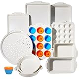 Ymiton Baking Pans Set with Silicone Handles, 34 PCS Nonstick Bakeware Sets, Oven Pan Set Includes Baking Tray, Cookie Sheet, Cake Pans, Loaf Pan, Muffin Pan, Pizza Pan