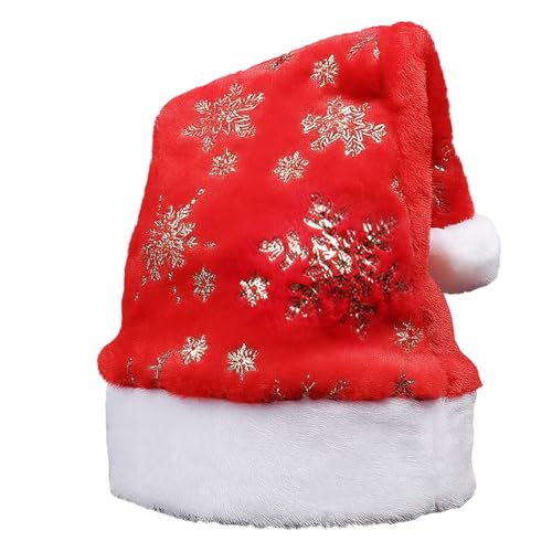 CJAPGJW Weihnachtsmütze, Goldene Schneeflocken Weihnachtsmütze für...
