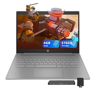 HP Laptop Chromebook HD de 14 pulgadas para negocios y estudiantes, Intel Celeron N4120, 4 GB LPDDR4, 576 GB de almacenamiento (64 GB eMMC + estación de acoplamiento de 512 GB), gráficos UHD, cámara