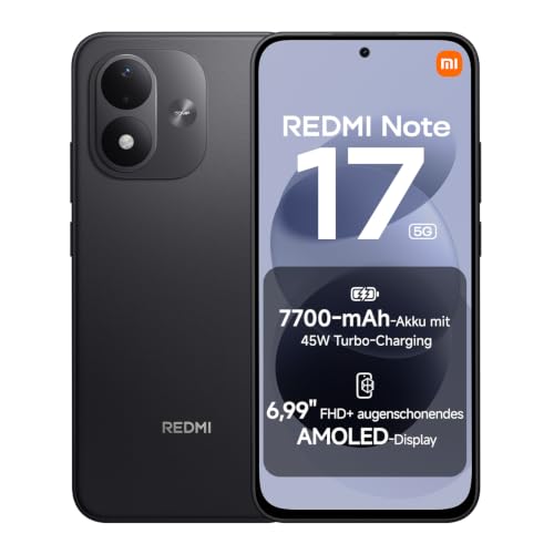 XIAOMI REDMI Note 17 5G, Smartphone 6+256 GB, Black, 7700 mAh Akku